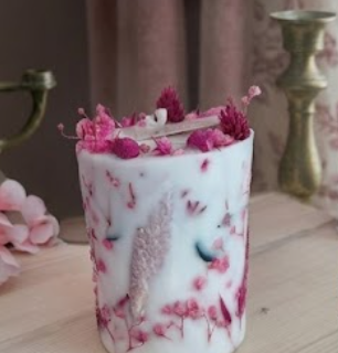 Vela floral artesanal rosa