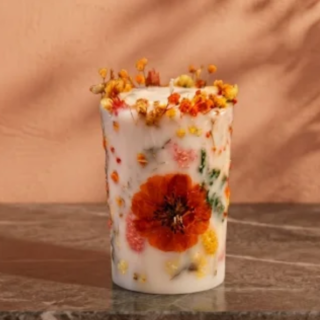 Vela floral naranja